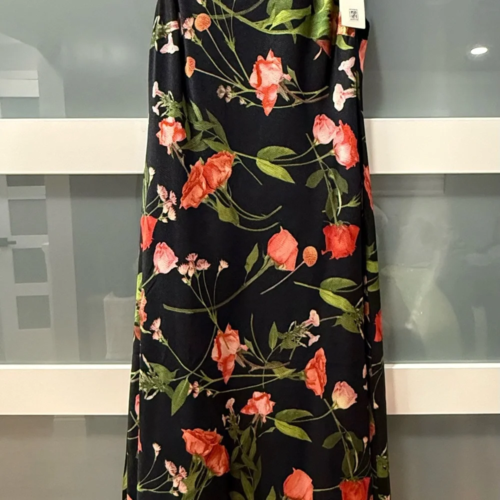 Ted Baker NWT size 4 Cowl Neck Black Floral Slip Midi Maxi Dress sleeveless - Picture 6 of 14